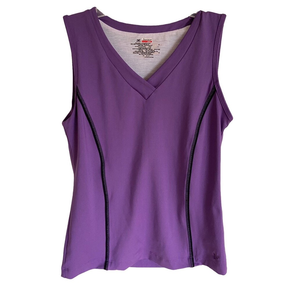 Danskin Athletic Top Women Petites SP Purple Golf or Tennis Sleeveless V Neck